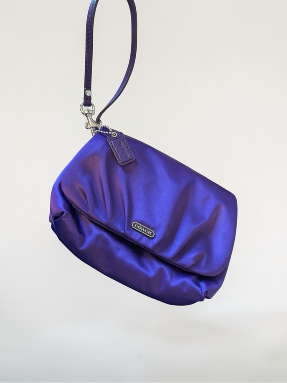 Coach Purple Satin Clutch/Wristlet - Picture 3 of 11